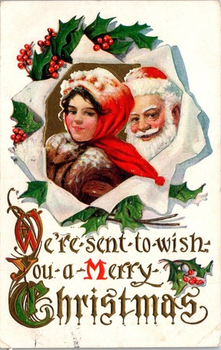 Cartolina epoca babbo natale - cartolina, d'epoca