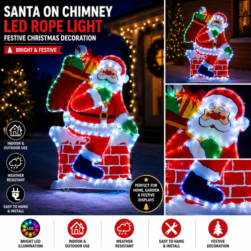 Babbo natale camino led sagoma - babbo,