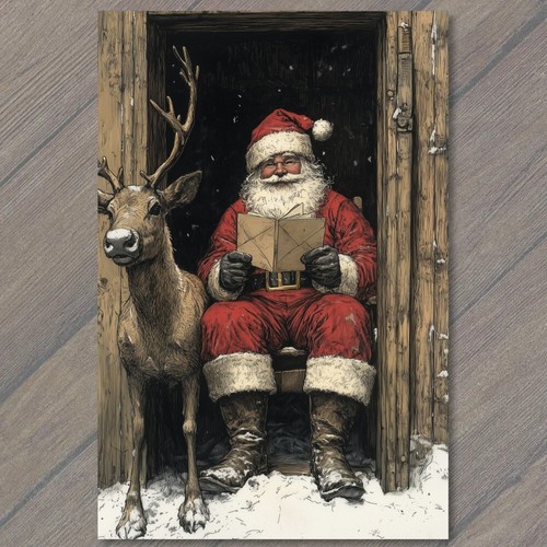 Cartolina arte babbo - cartolina,